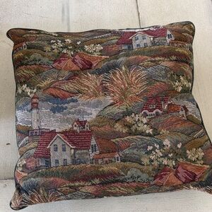 Tapestry quaint countryside throw pillow